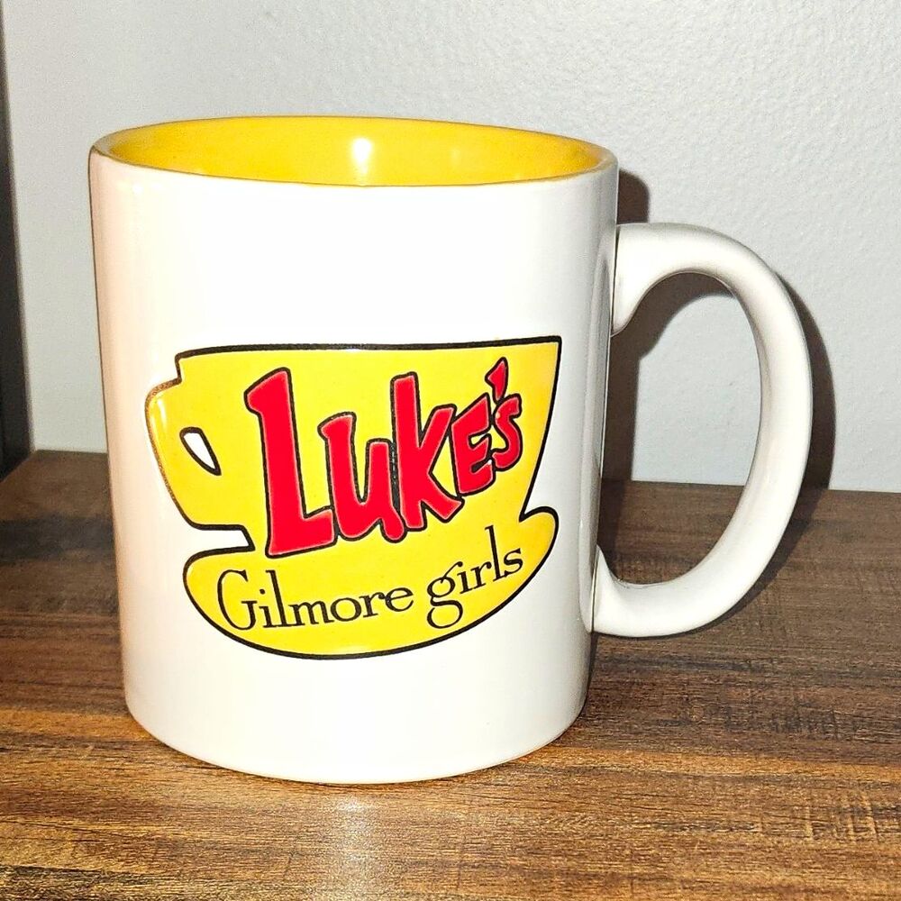 Gilmore Girls Luke's Diner 20 oz Ceramic Mug, Yellow Interior, Lorelai Size